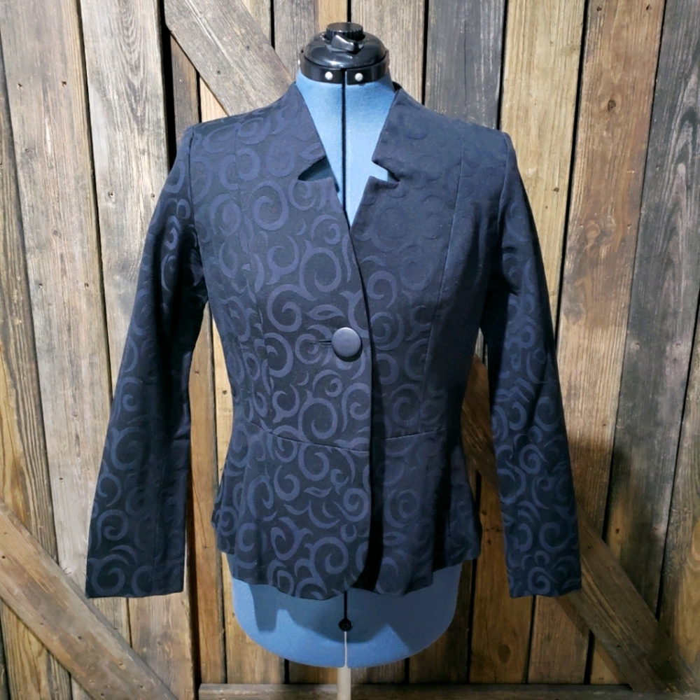 Robert Kitchen Black Peplum Blazer Size Medium